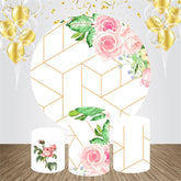 Rosa Blumen Geometrisch Runden Geburtstag Hintergrund Bausatz